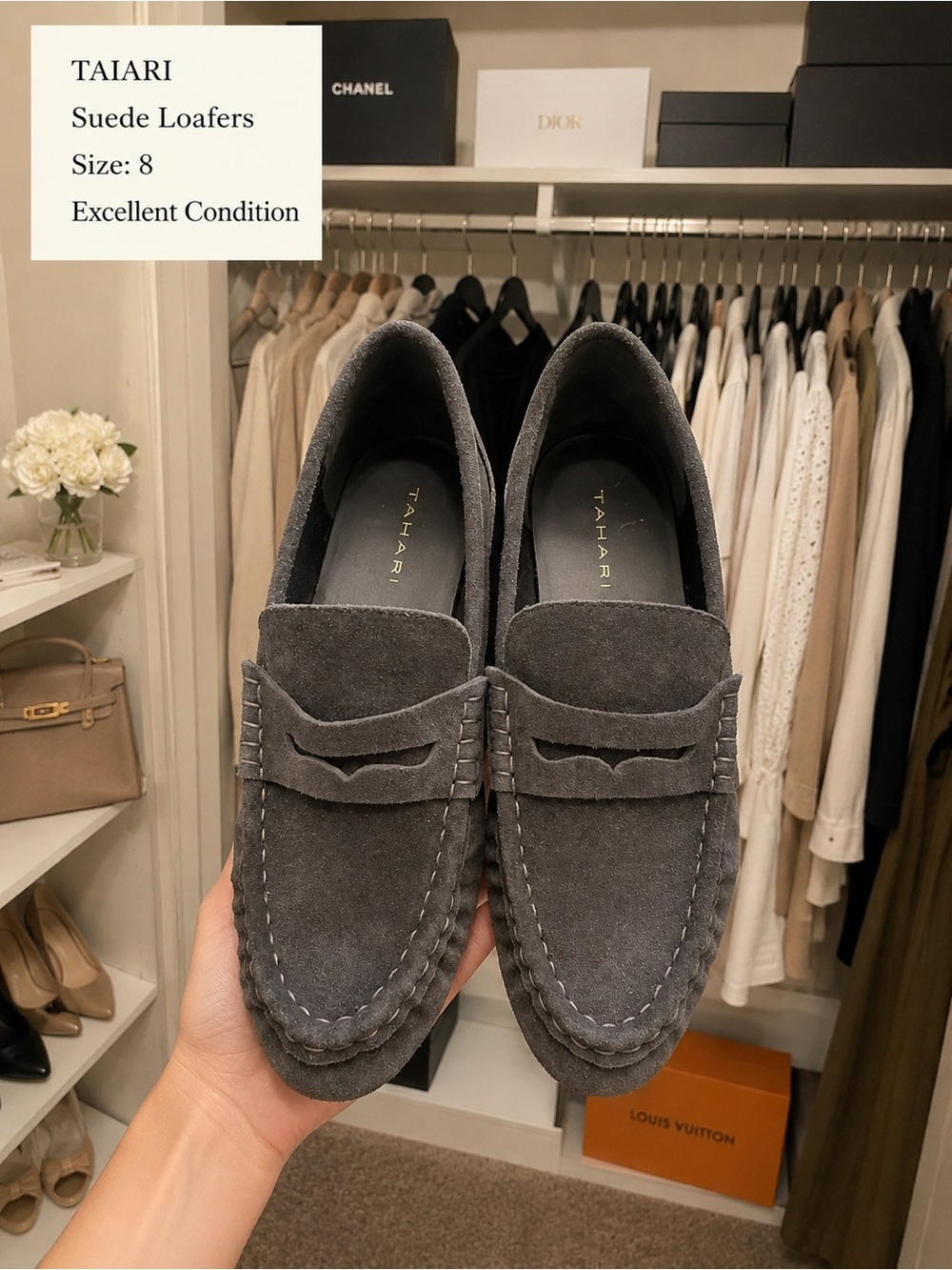 TAHARI Women Suede Penny Loafers – gently used – Size 8